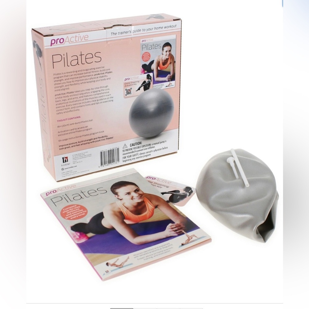 NIB ProActive Pilates Exercise Complete kit-Workout Book 8" Ball & Digital Video